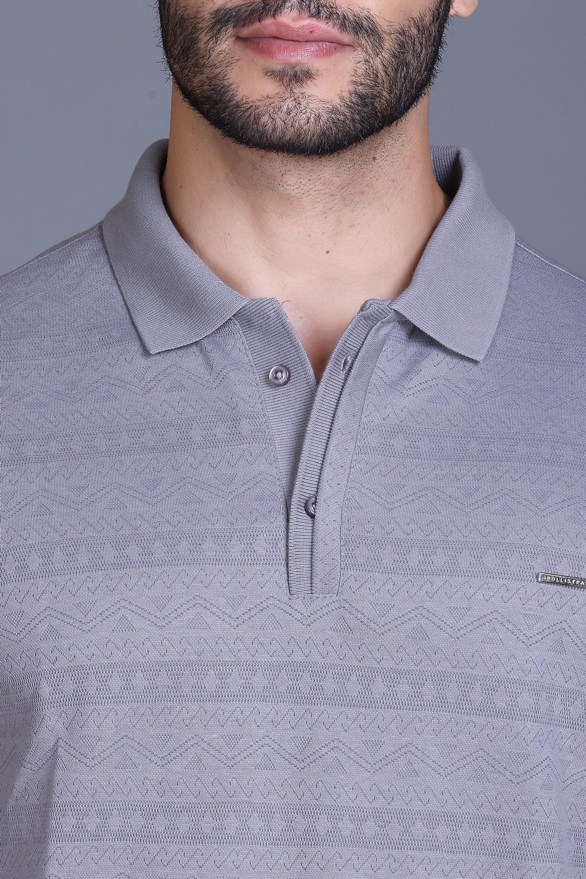 Men's Light Grey Collar T-Shirt