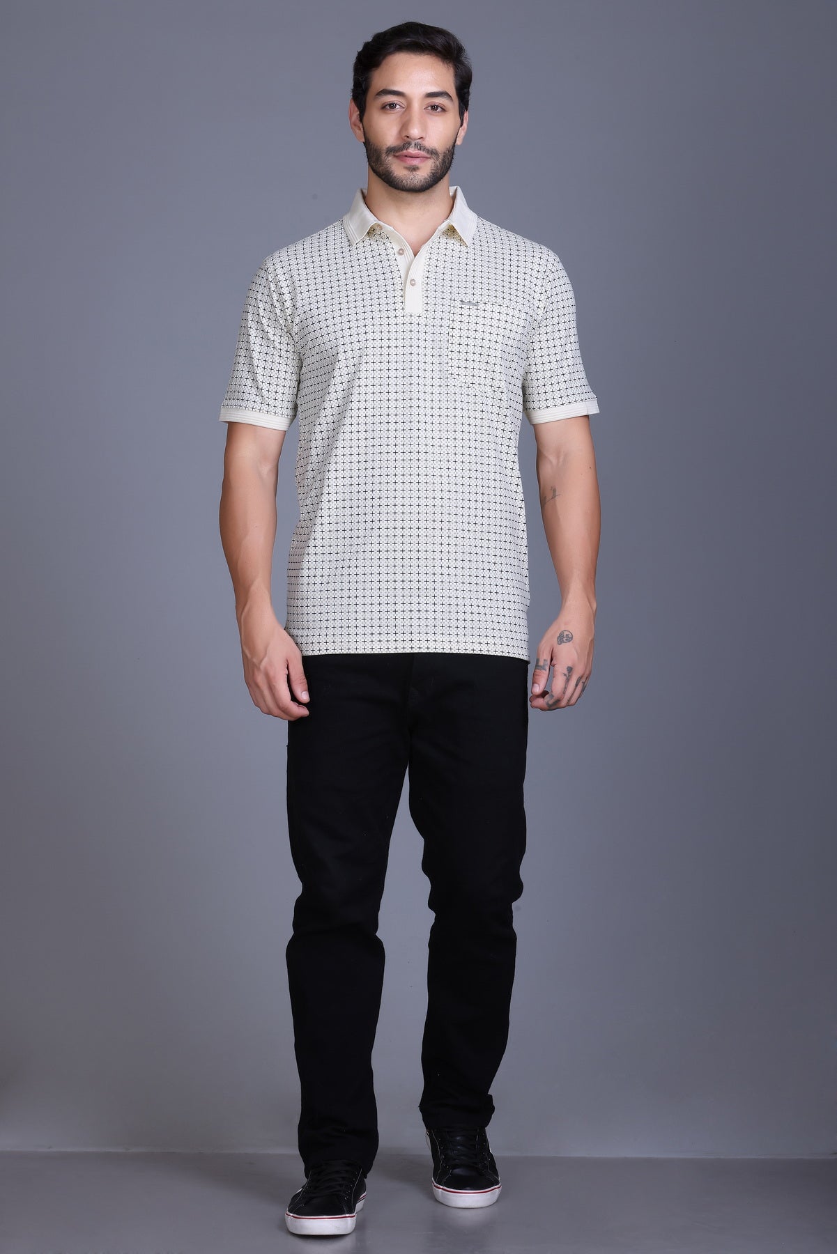 Men's Cream Collar T-Shirt