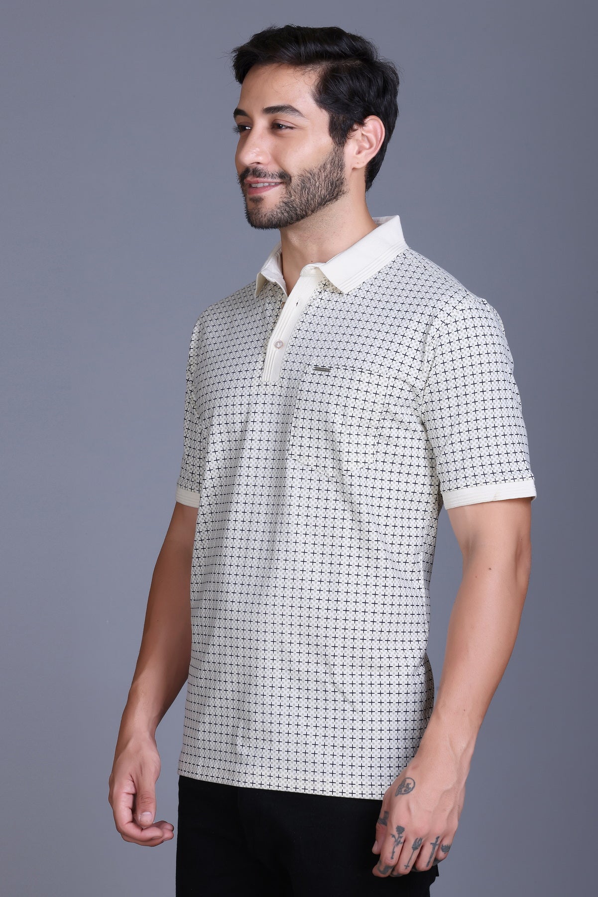 Men's Cream Collar T-Shirt