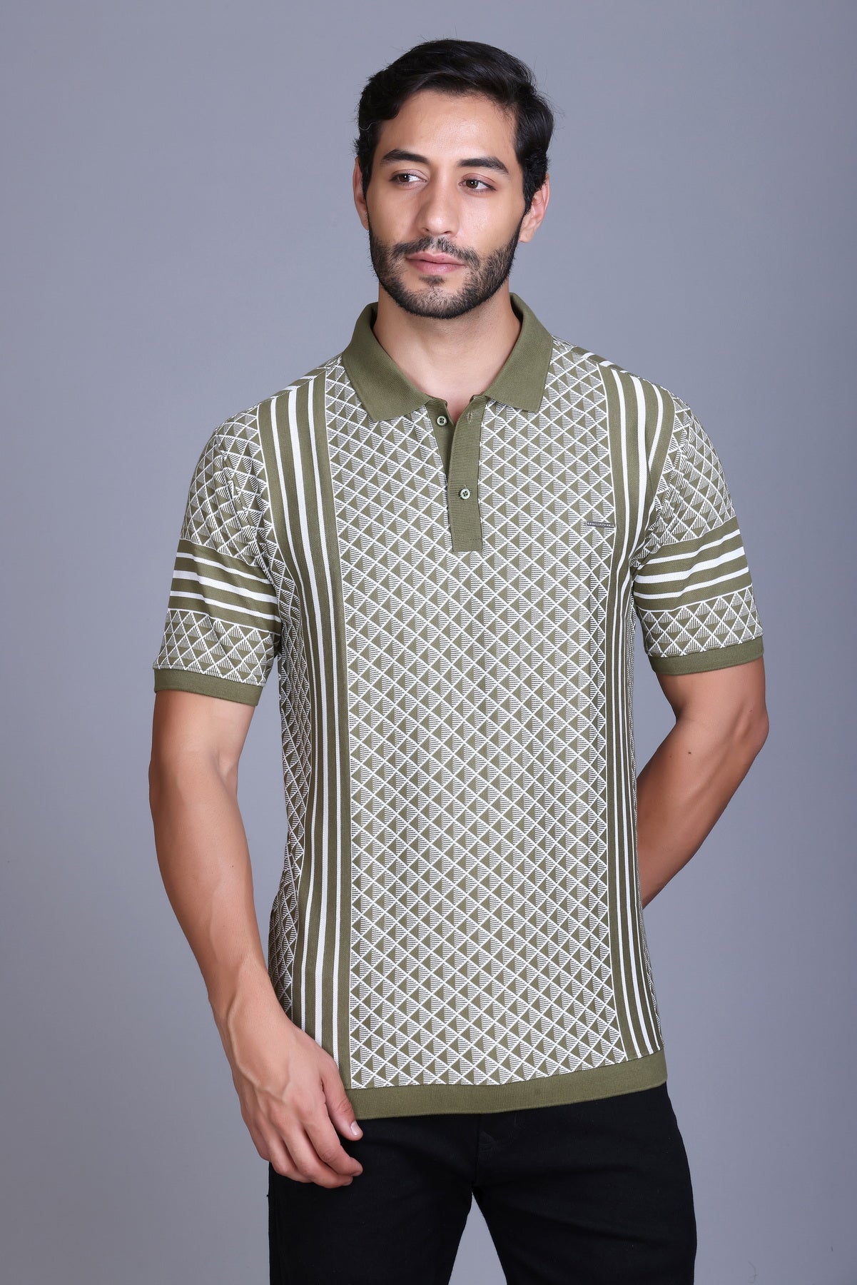 Men's Olive Collar T-Shirt