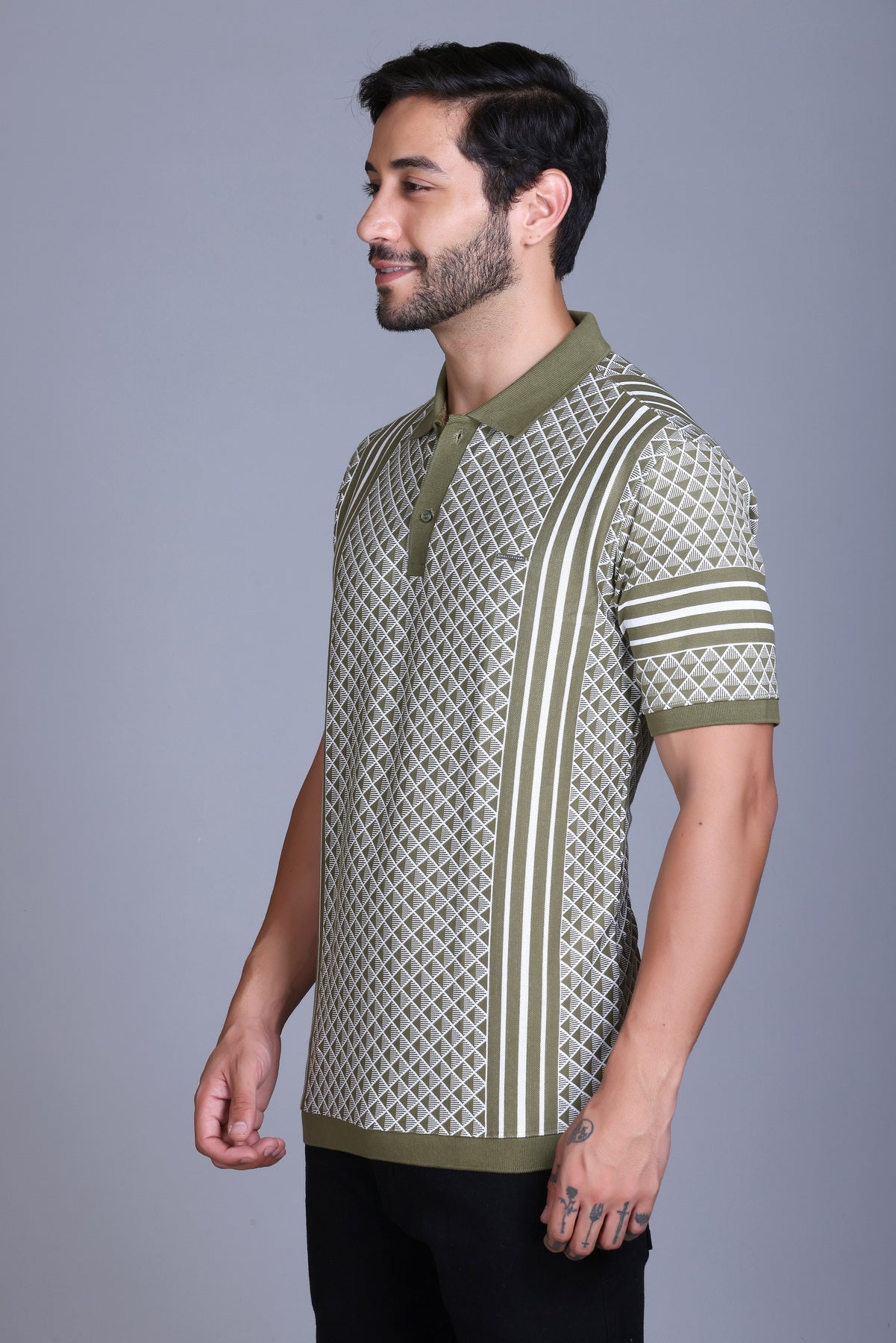 Men's Olive Collar T-Shirt