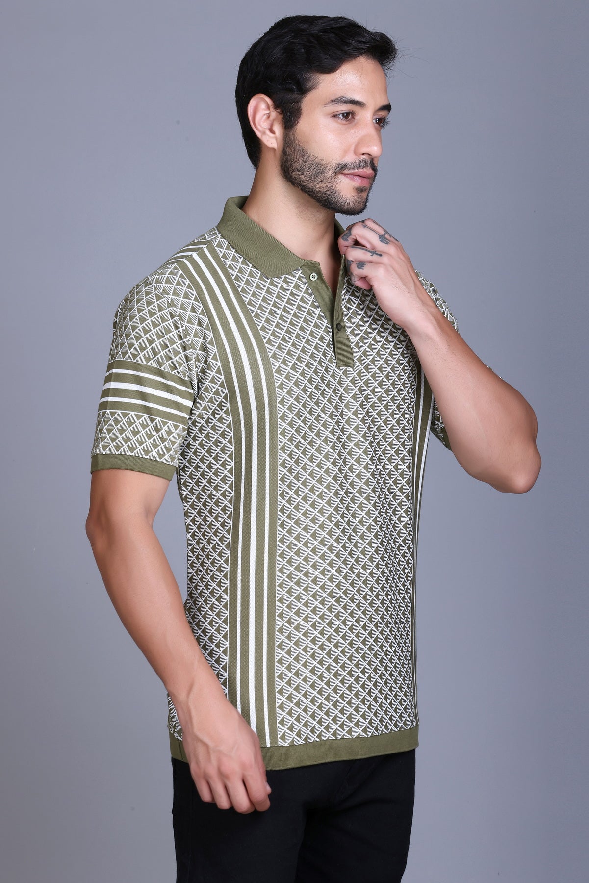 Men's Olive Collar T-Shirt