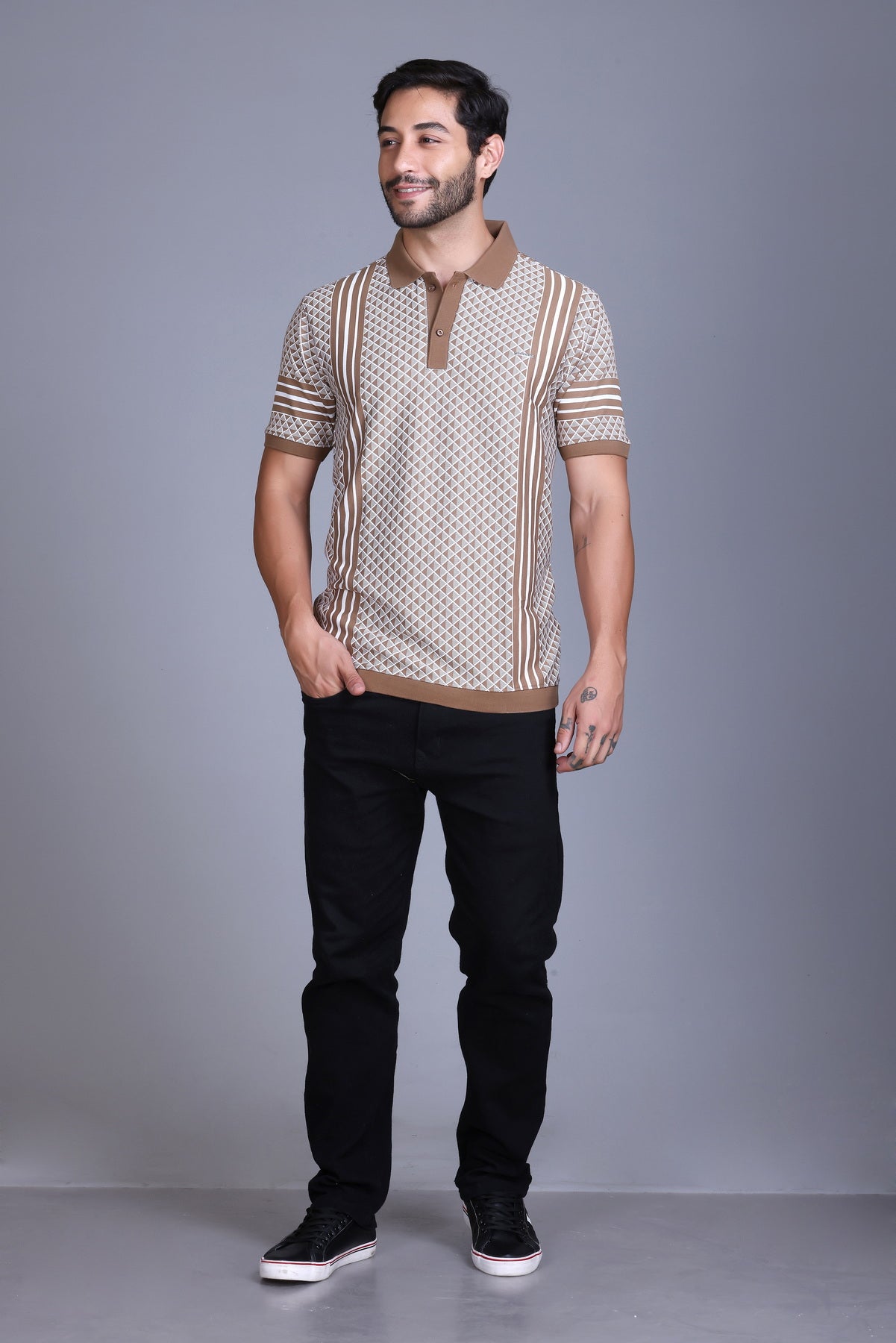 Men's Khaki Collar T-Shirt