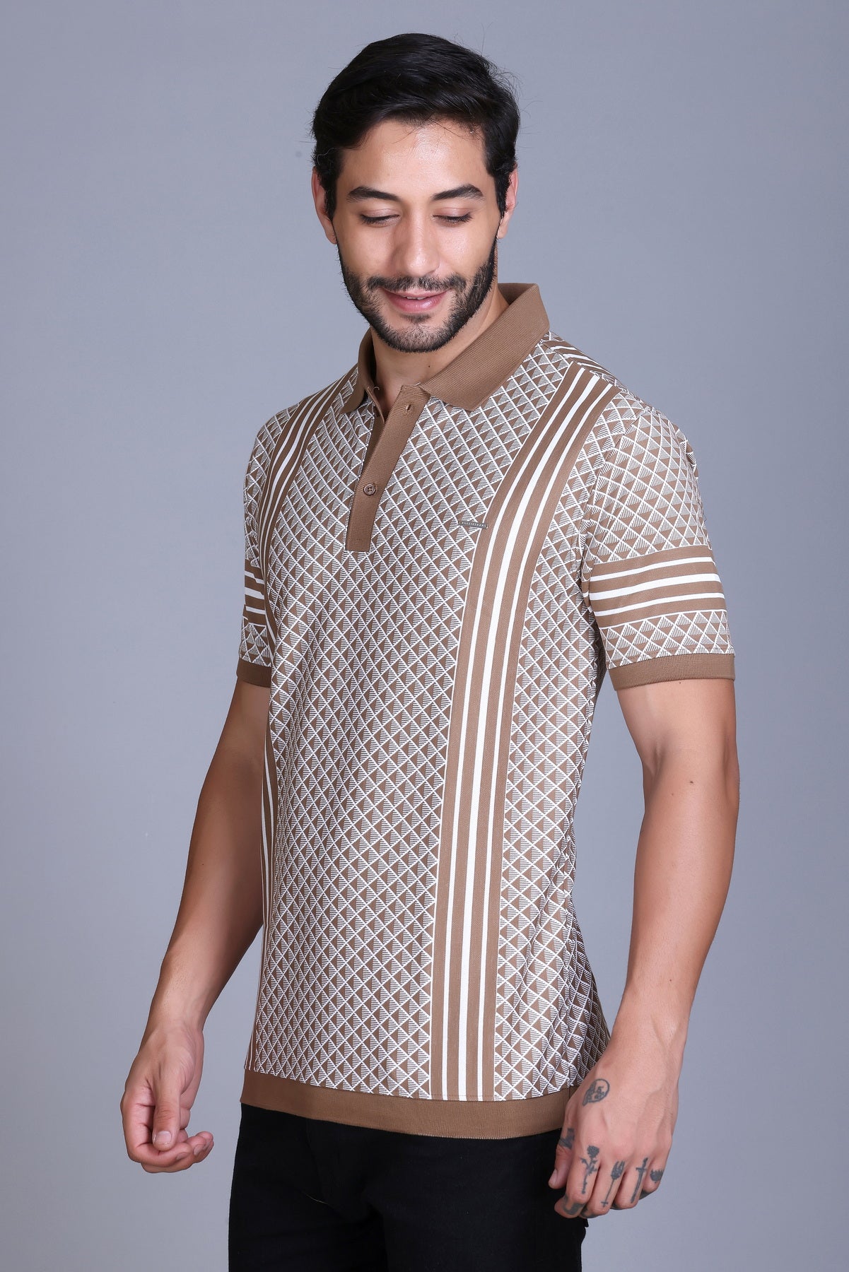 Men's Khaki Collar T-Shirt