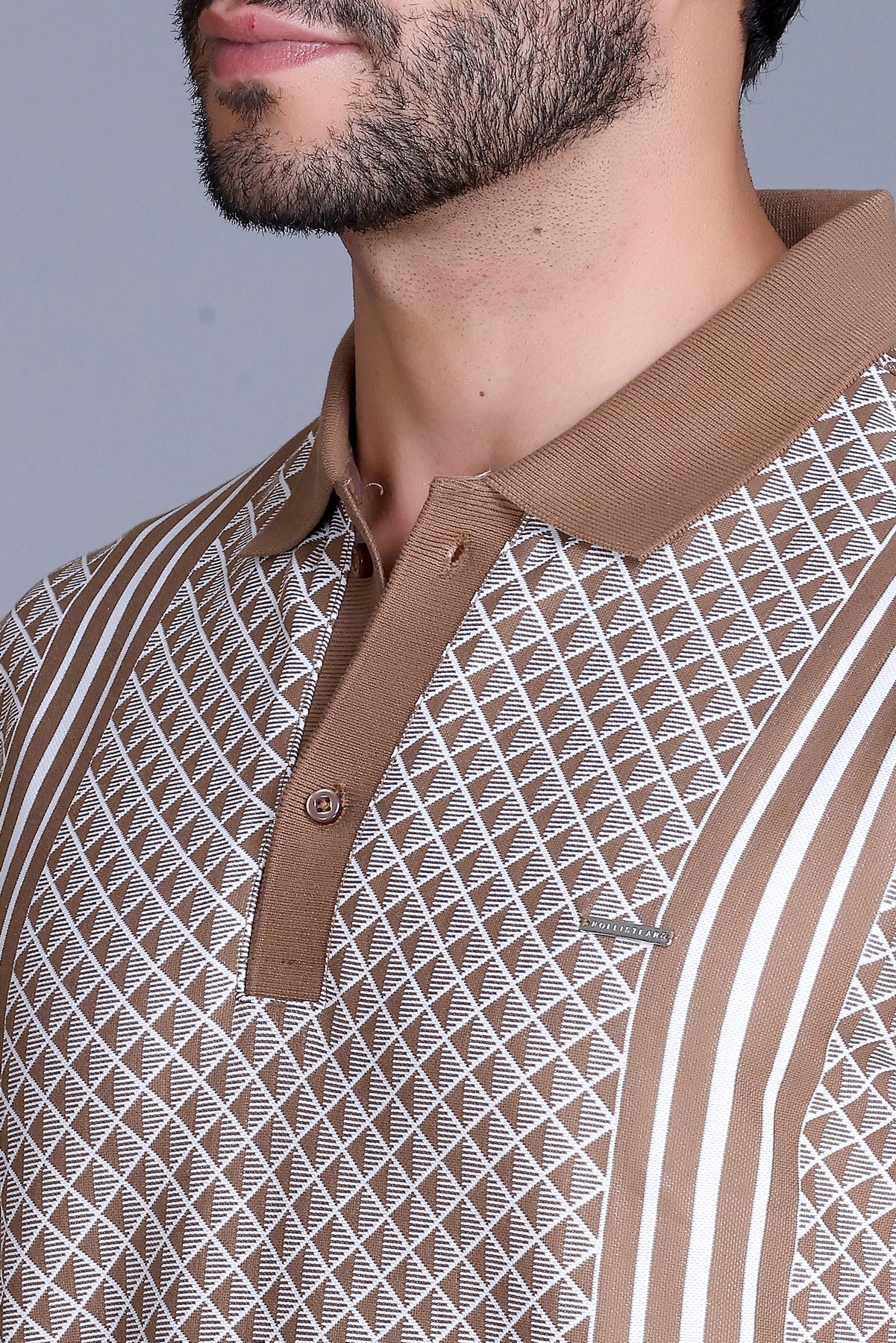 Men's Khaki Collar T-Shirt
