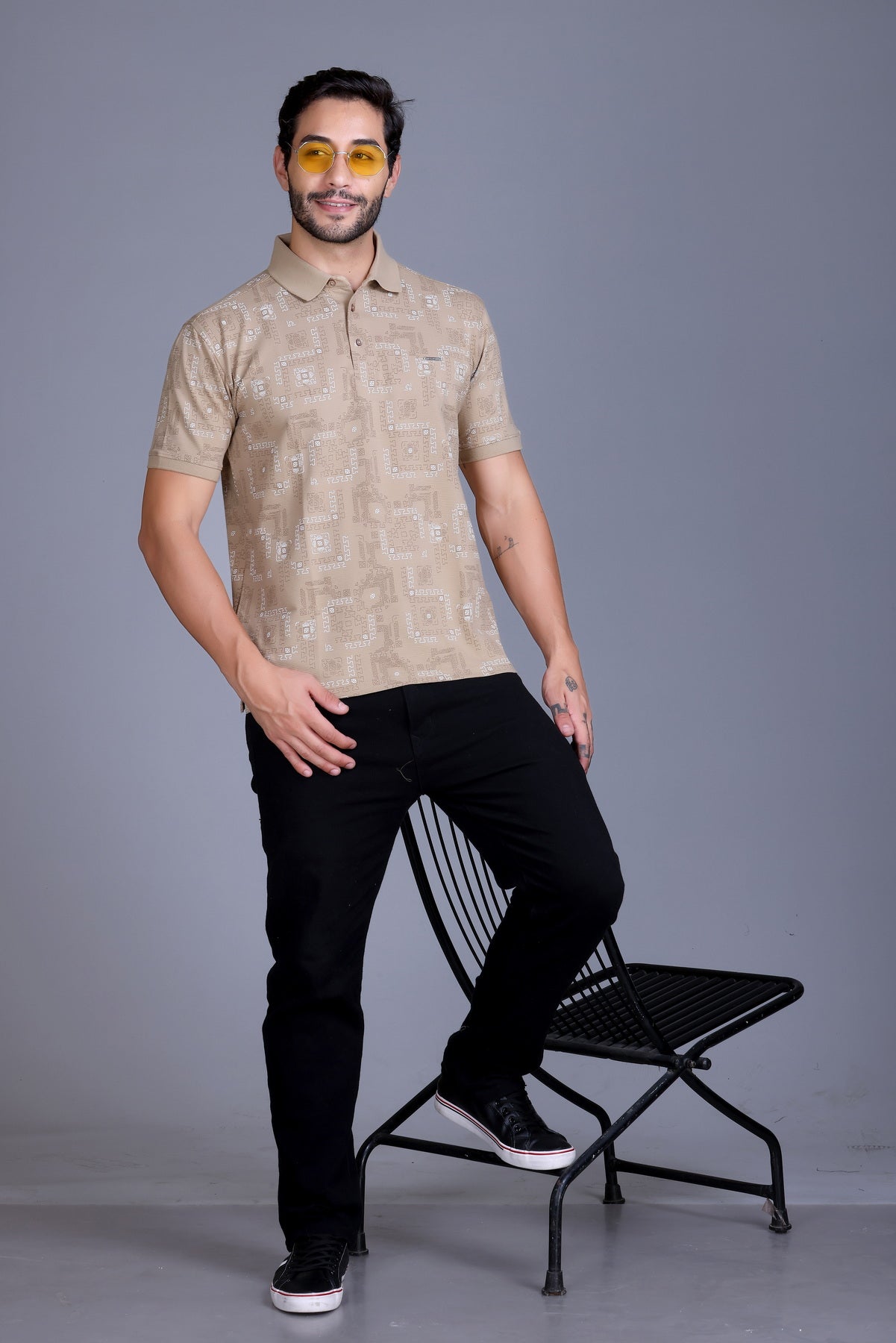 Men's Camel Collar T-Shirt
