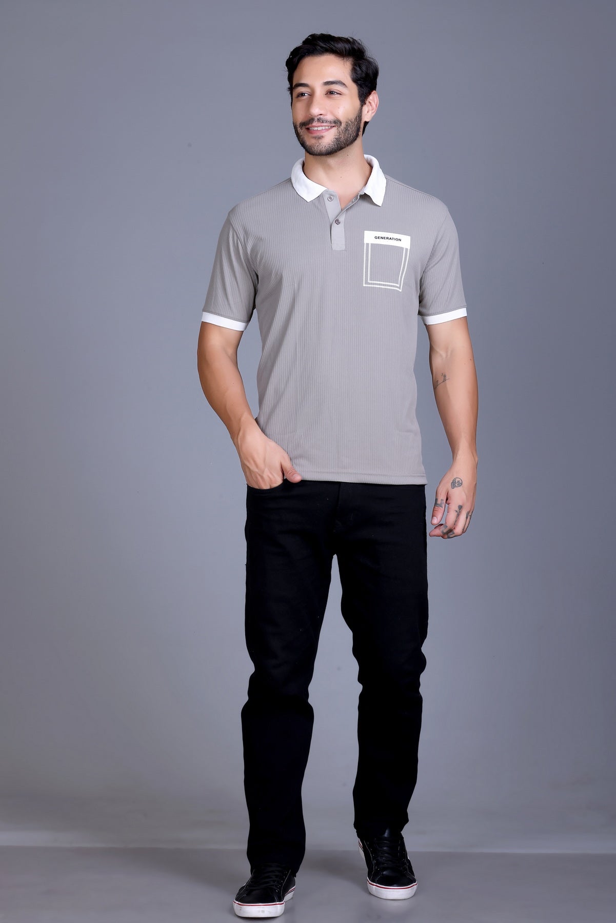 Men's Grey Collar T-Shirt