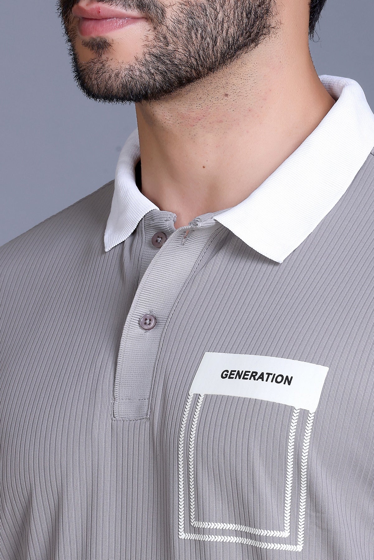 Men's Grey Collar T-Shirt