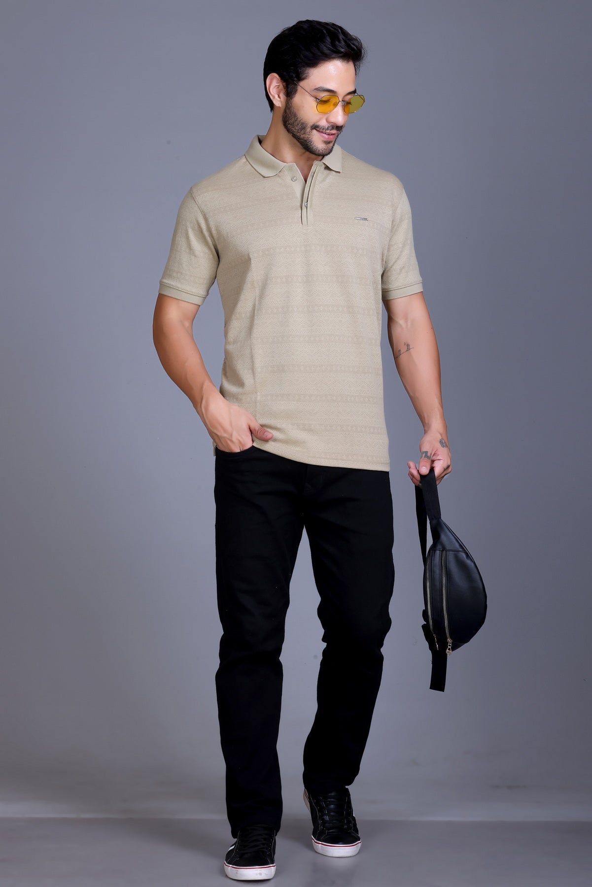 Men's Camel Collar T-Shirt