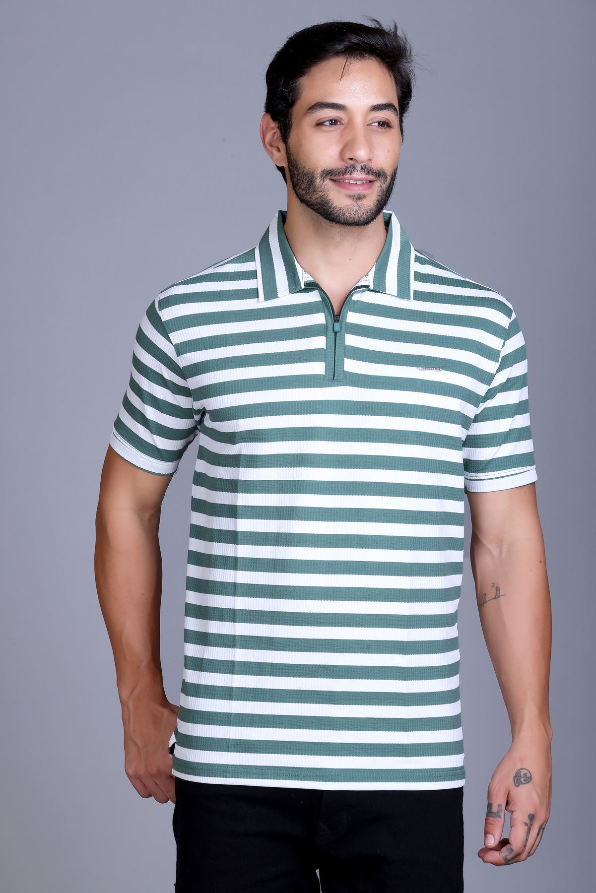 Men's Green Collar T-Shirt