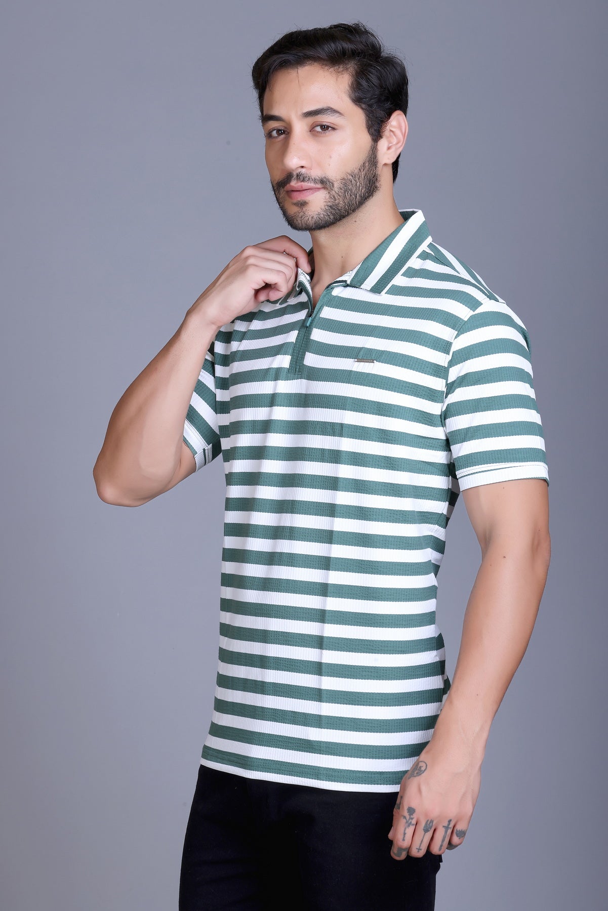 Men's Green Collar T-Shirt