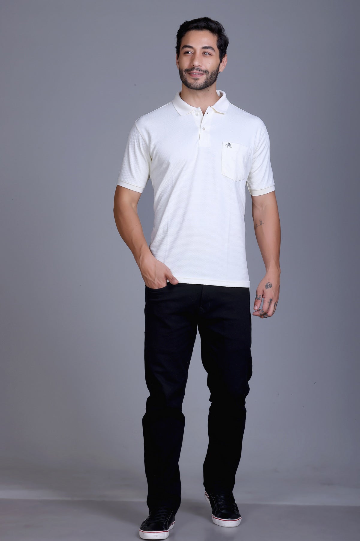 Men's Cream Collar T-Shirt