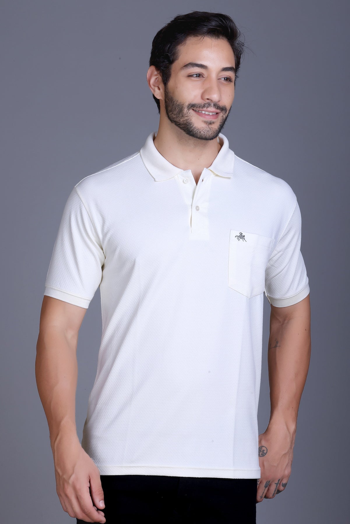 Men's Cream Collar T-Shirt