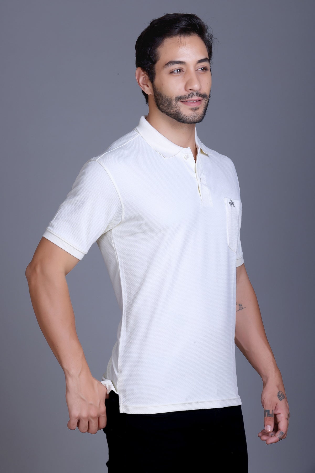 Men's Cream Collar T-Shirt