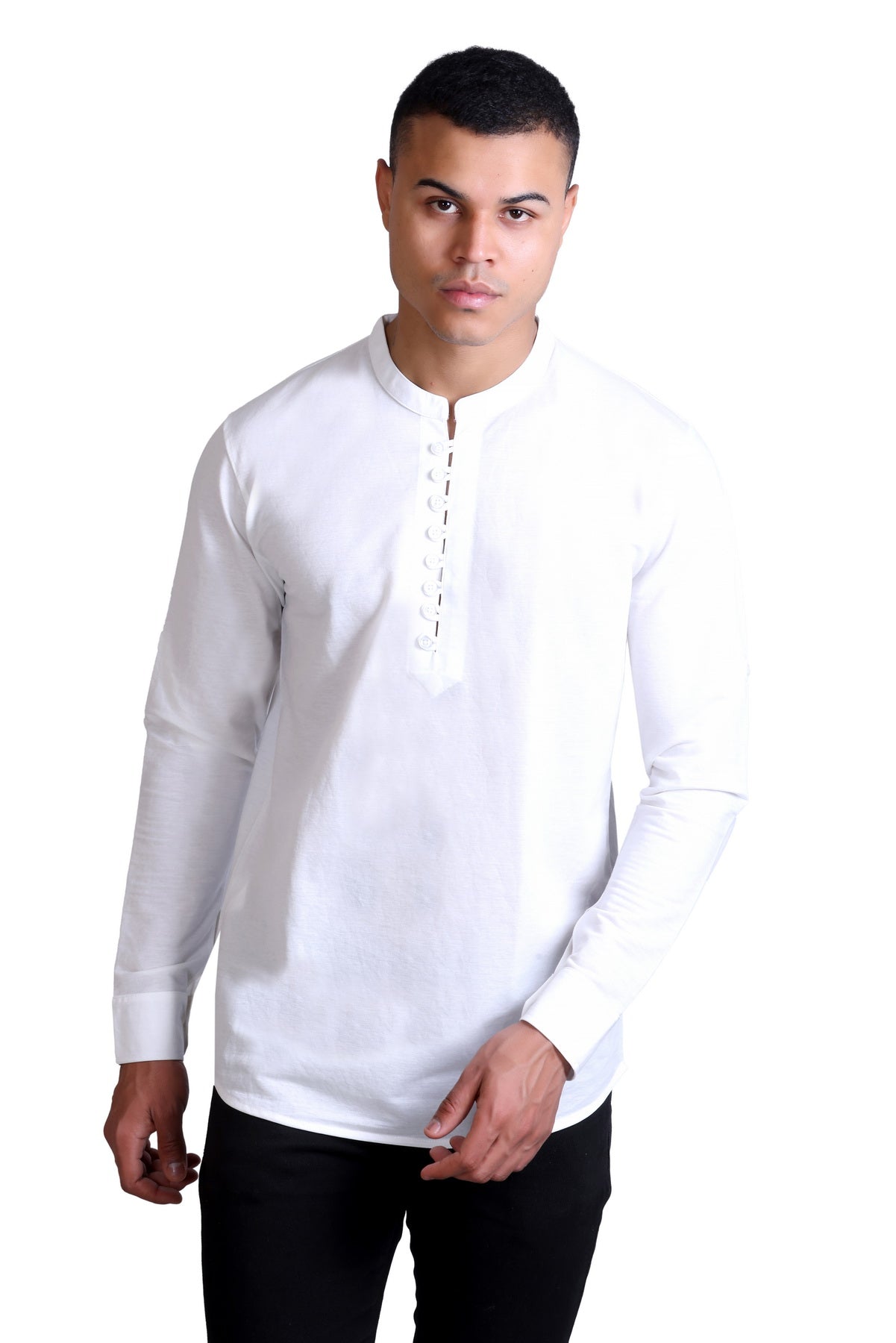 Men's White Solid Round Neck Sweatshirt