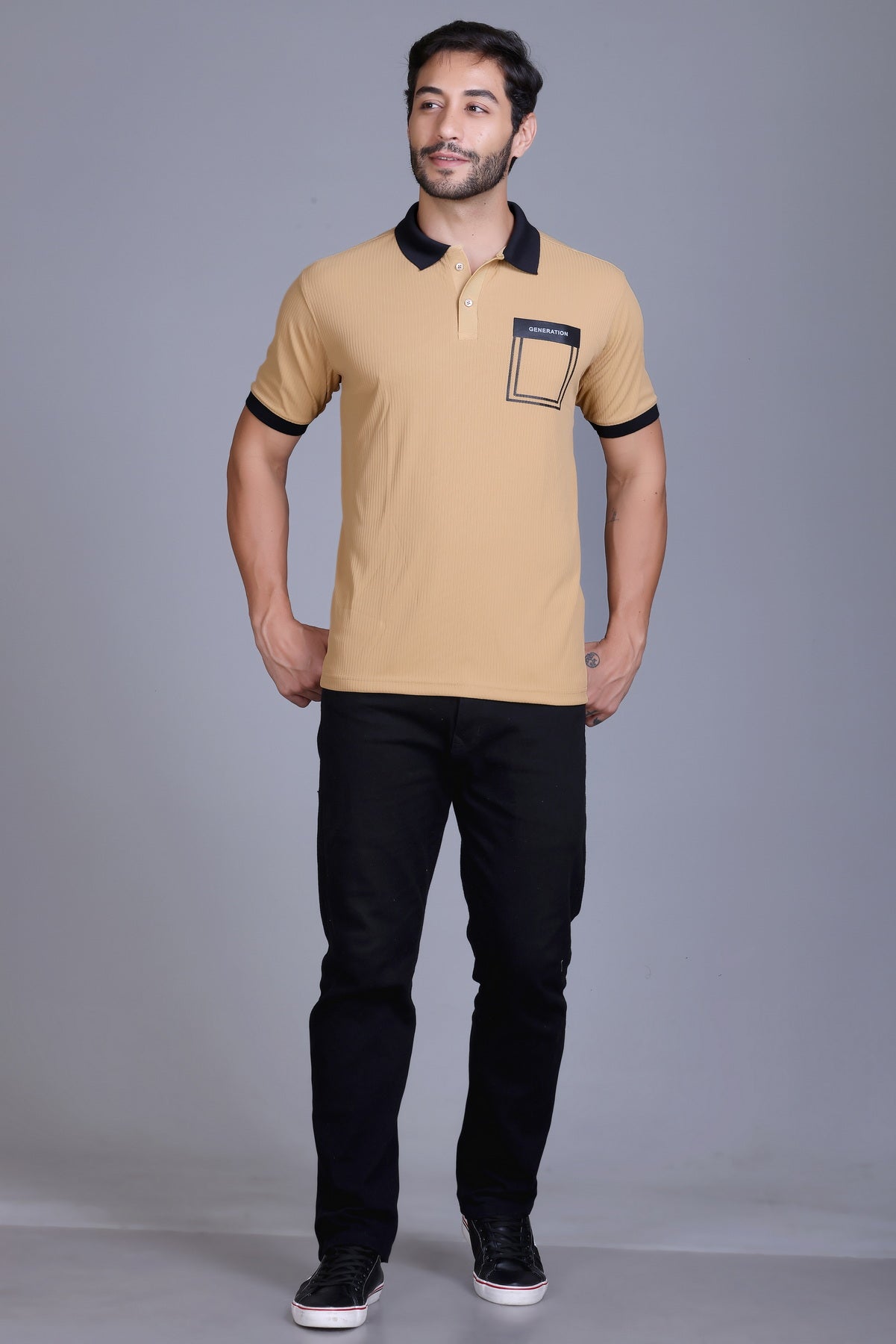 Men's Khaki Collar T-Shirt