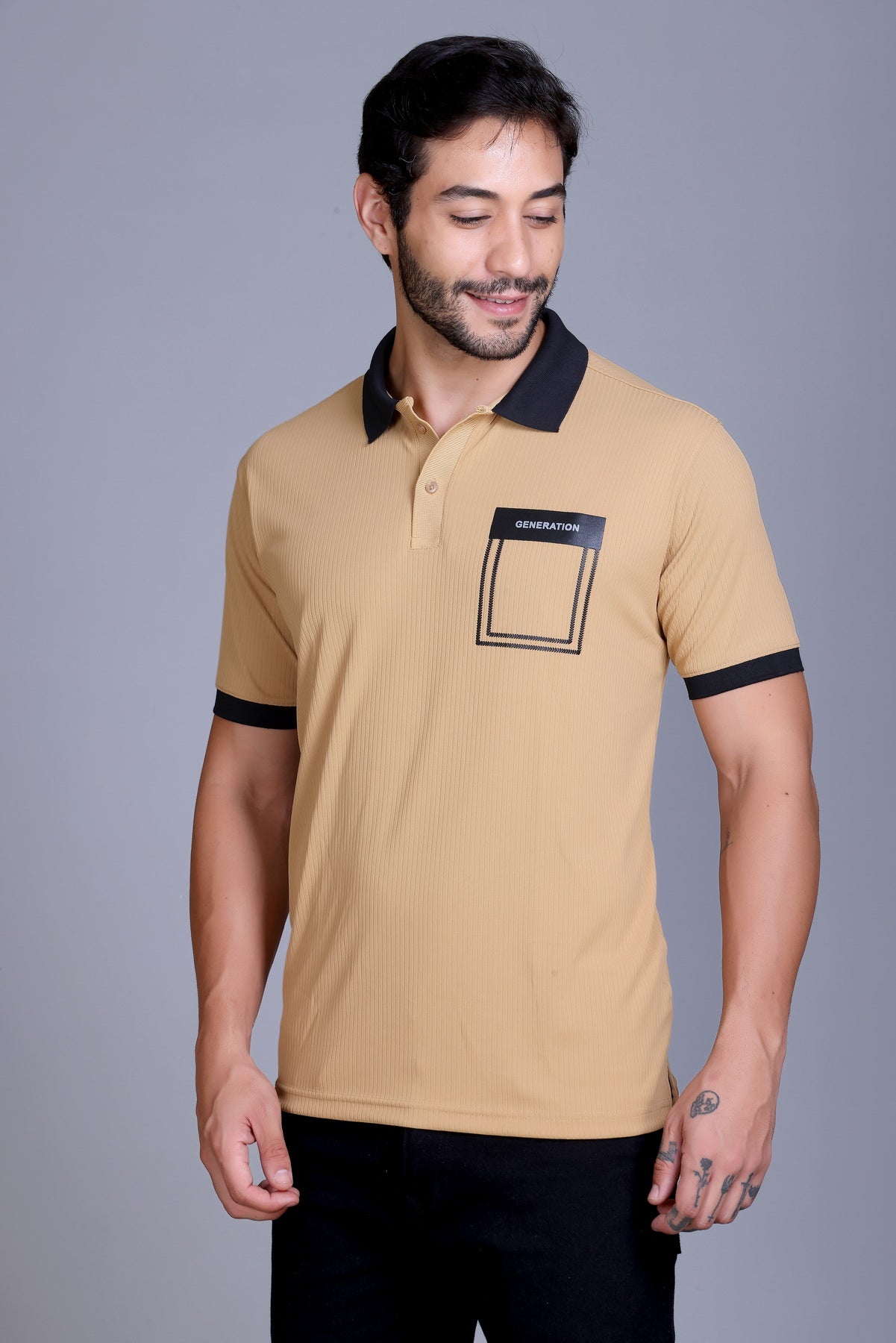 Men's Khaki Collar T-Shirt