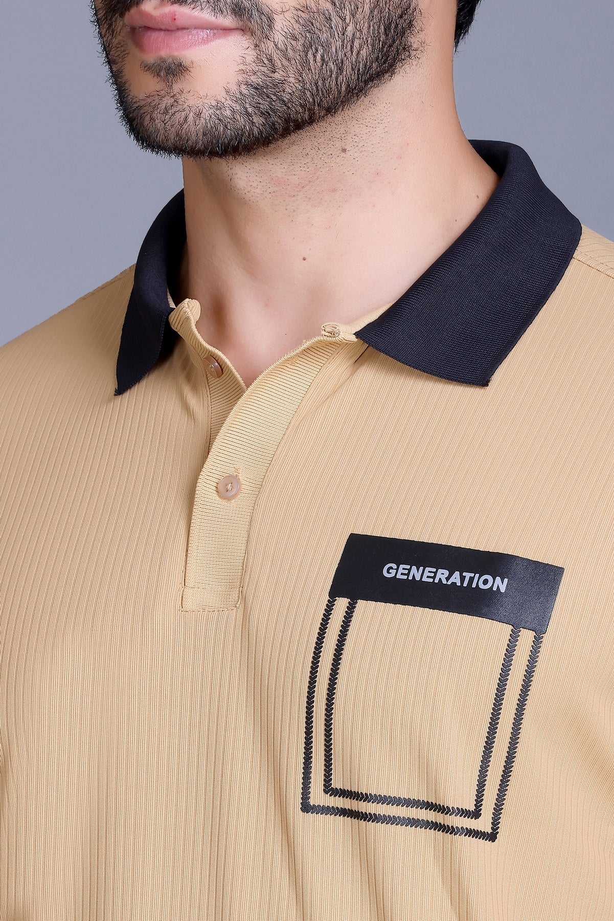 Men's Khaki Collar T-Shirt