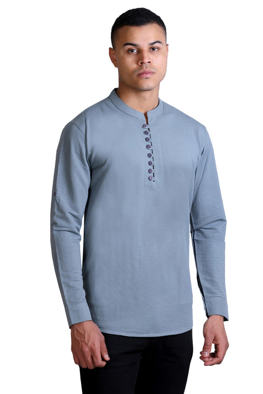Men's Grey Solid Round Neck Sweatshirt