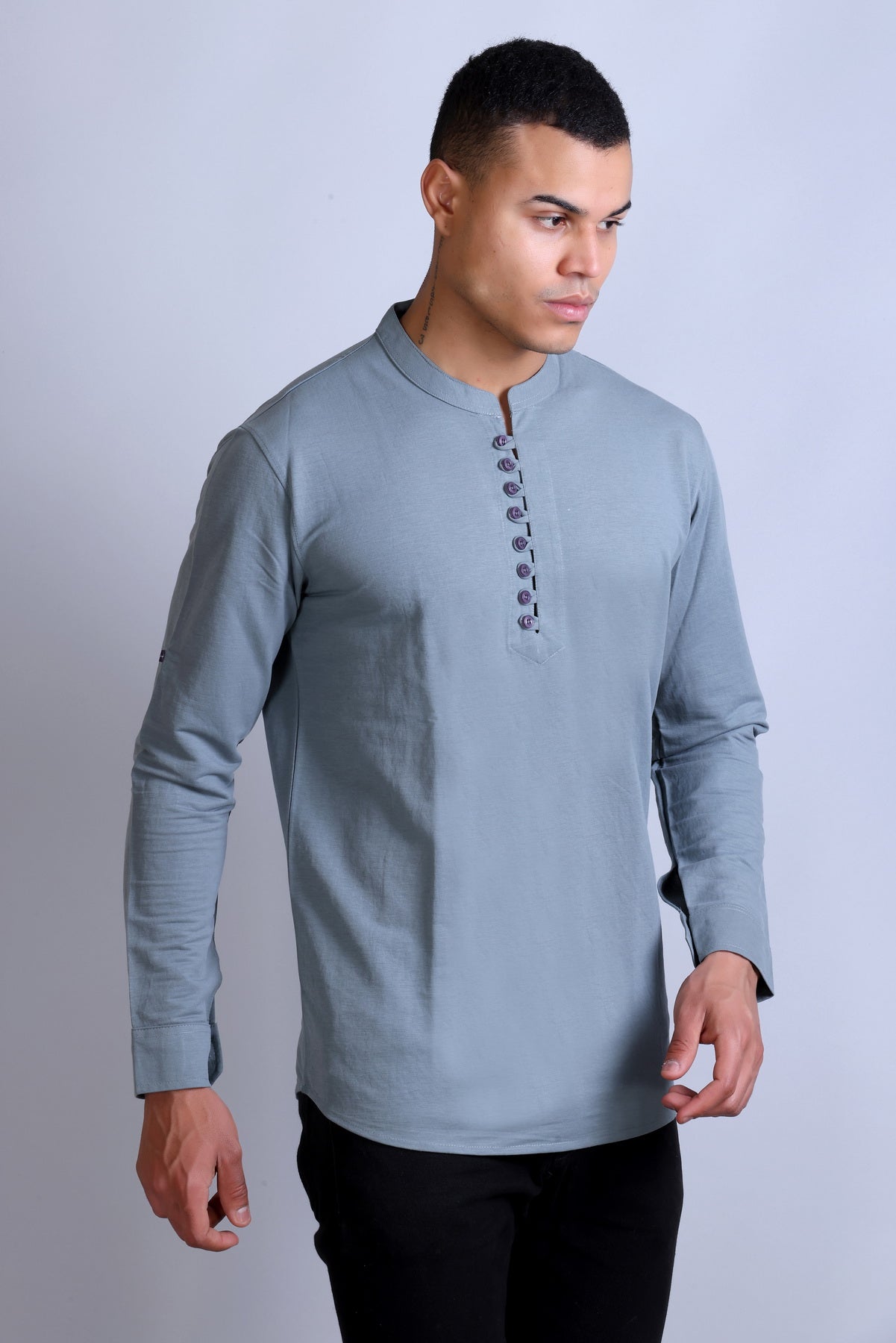 Men's Grey Solid Round Neck Sweatshirt