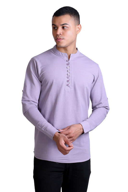Men's Purple Solid Round Neck Sweatshirt