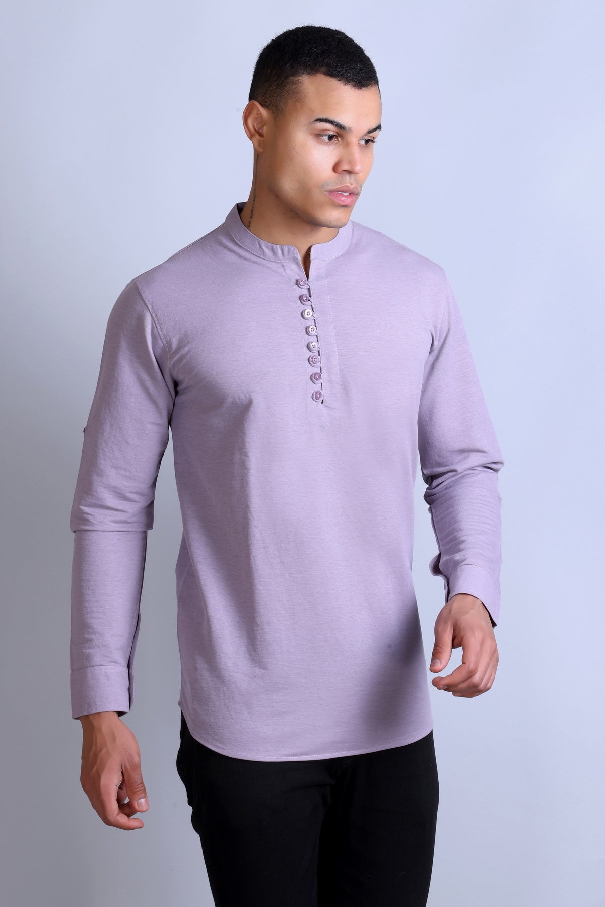 Men's Purple Solid Round Neck Sweatshirt