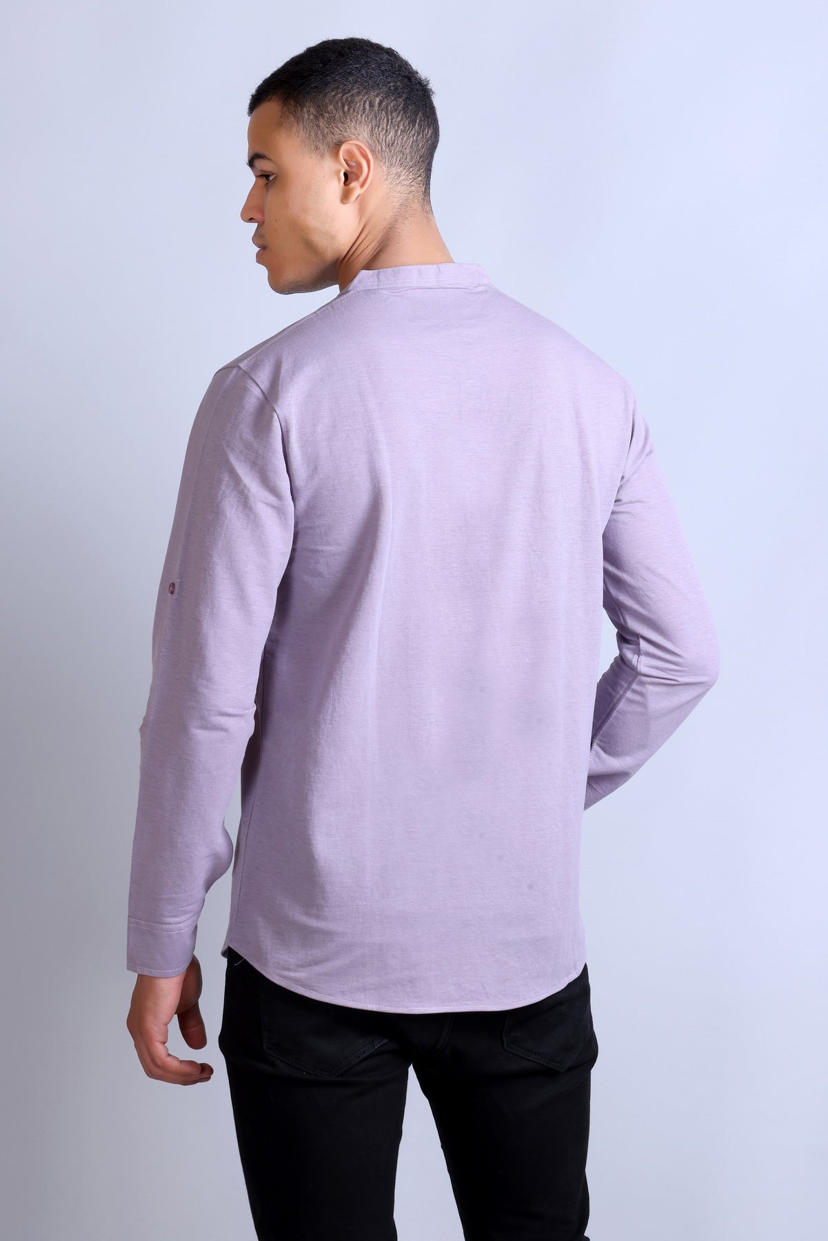 Men's Purple Solid Round Neck Sweatshirt