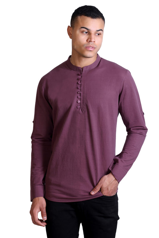 Men's Maroon Solid Round Neck Sweatshirt