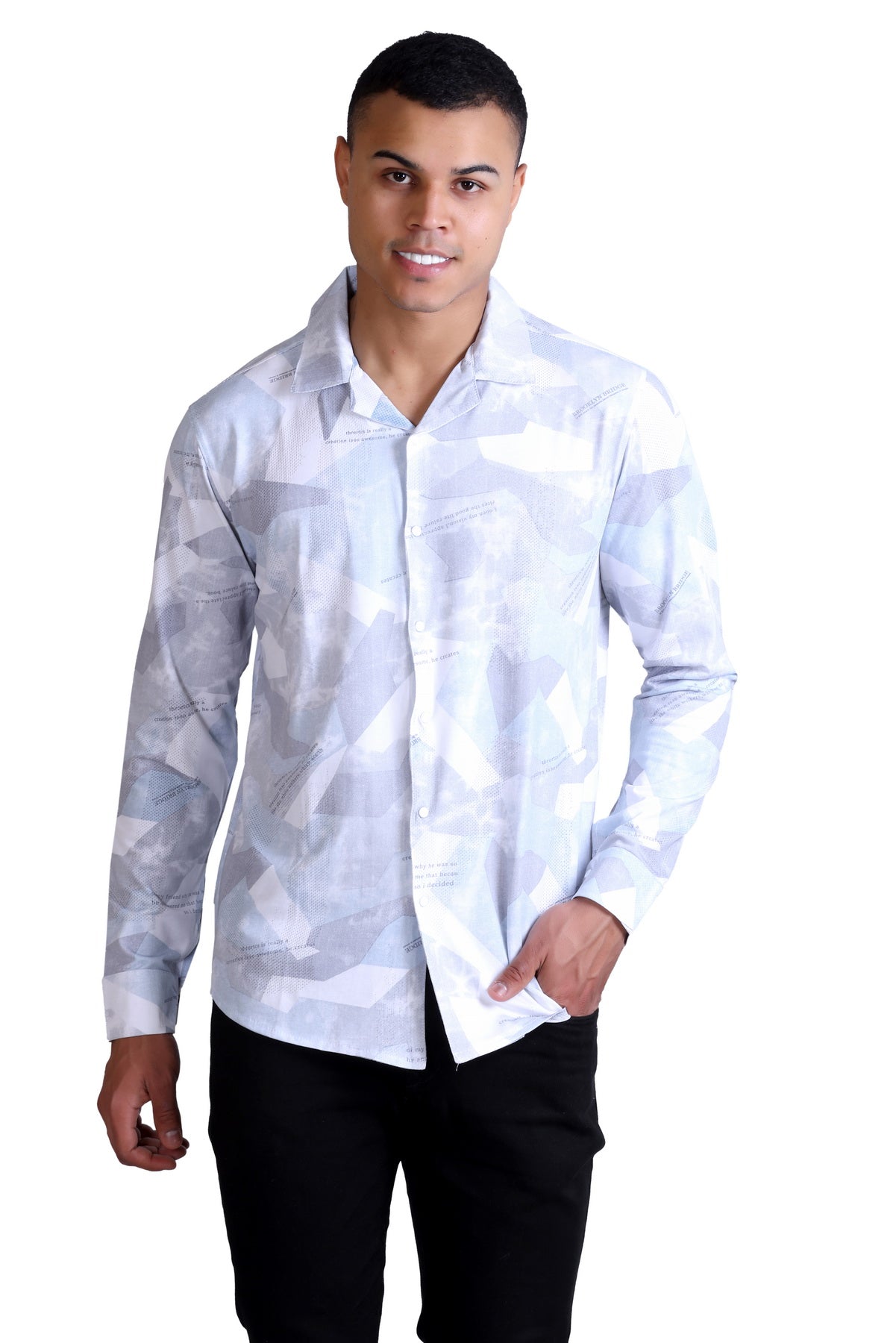 Men's Sky White Printed Shirt