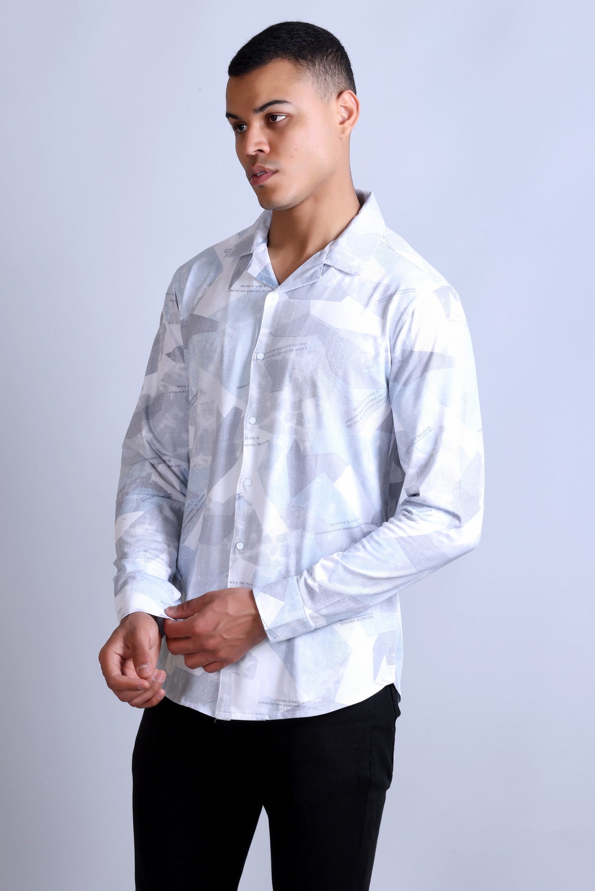 Men's Sky White Printed Shirt
