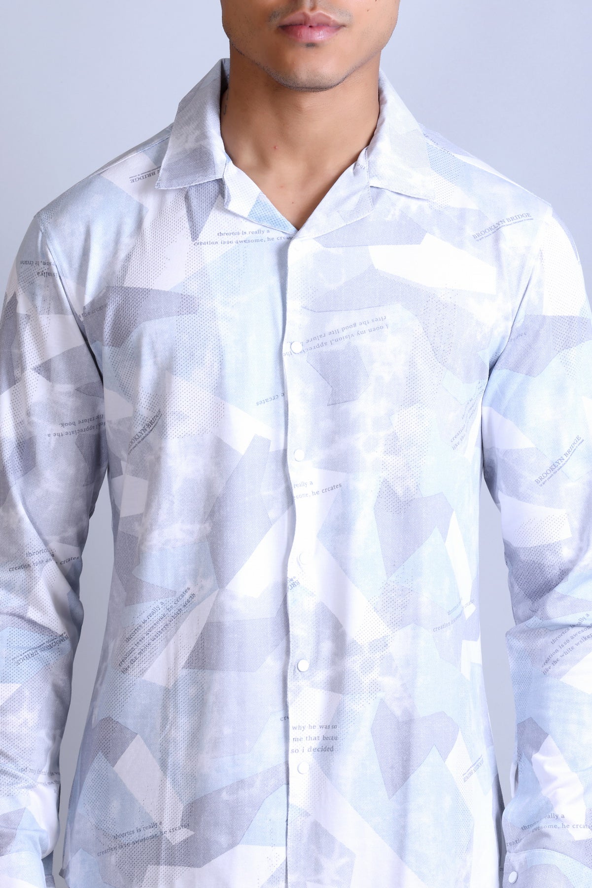 Men's Sky White Printed Shirt