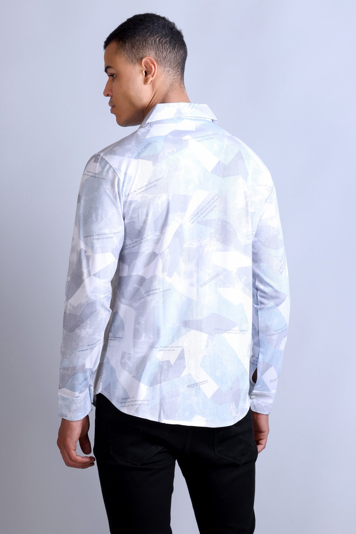 Men's Sky White Printed Shirt
