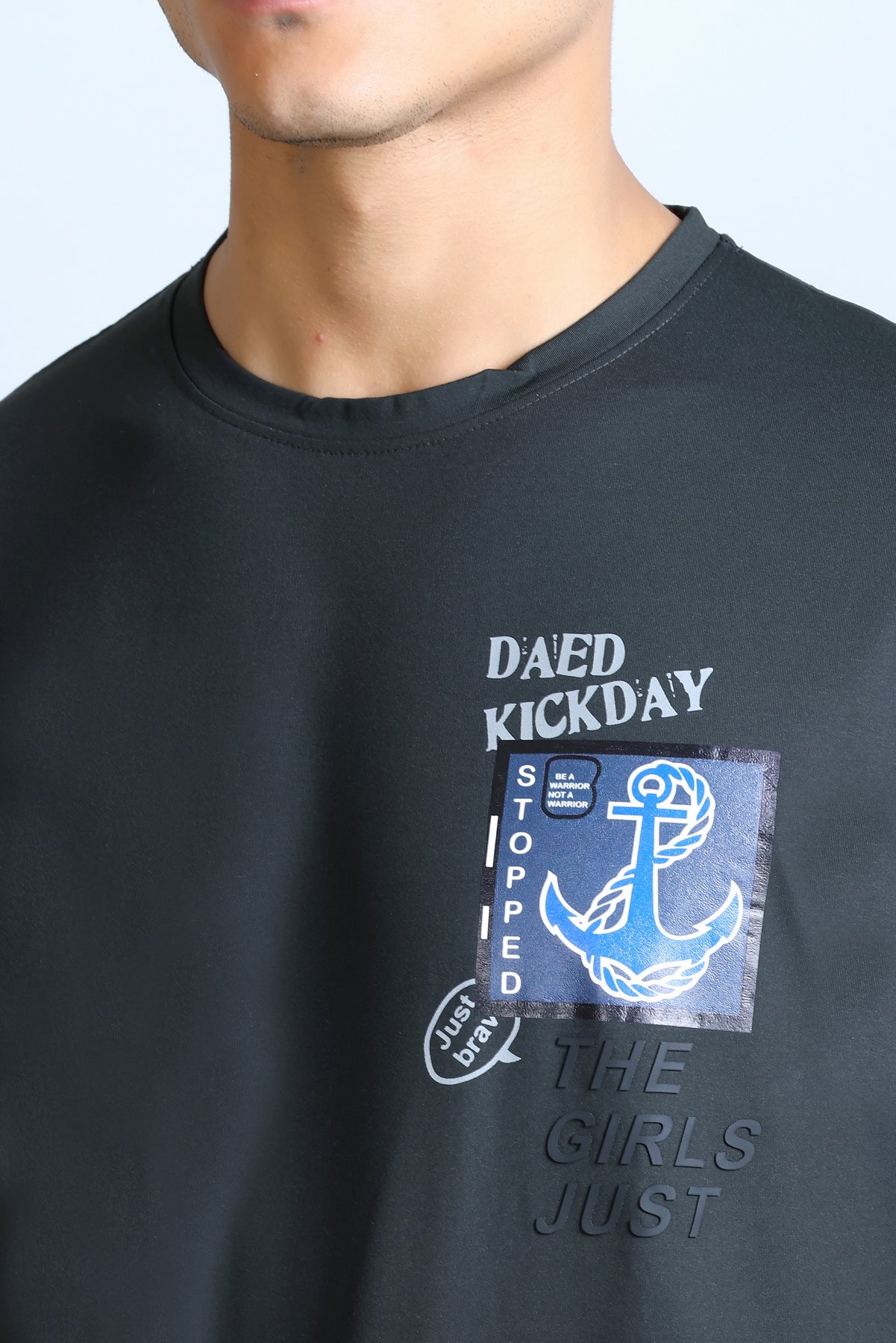 Men's Navy Blue Printed Round Neck Sweatshirt