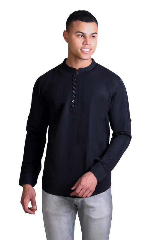 Men's Navy Blue Solid Round Neck Sweatshirt