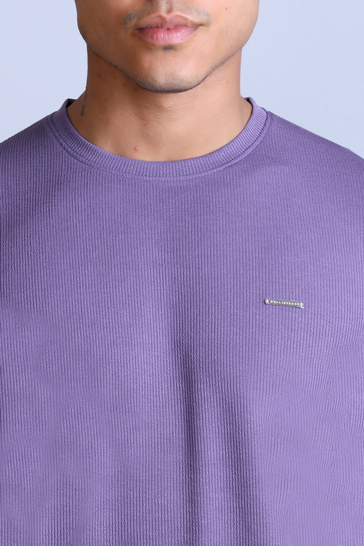 Men's Purple Solid Round Neck Sweatshirt