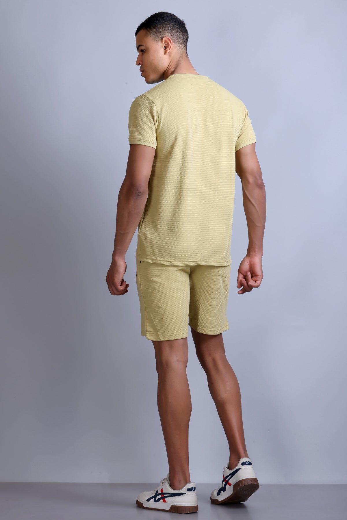 Men Solid Beige Cotton Regular Fit Coord Set