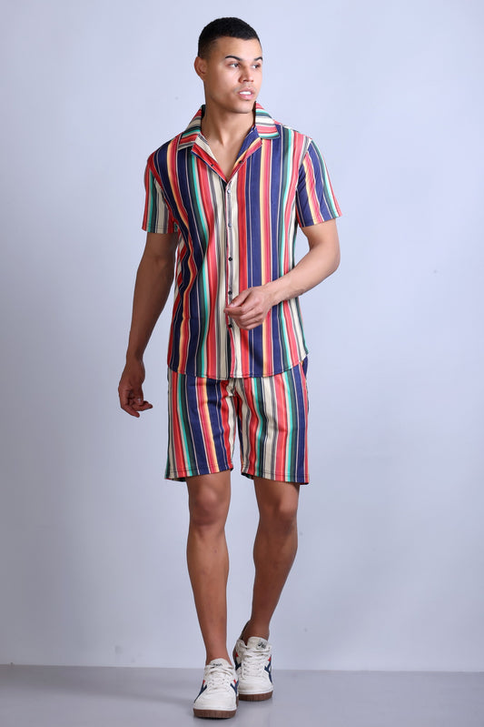 Men Striped Cotton Regular Fit Coord Set