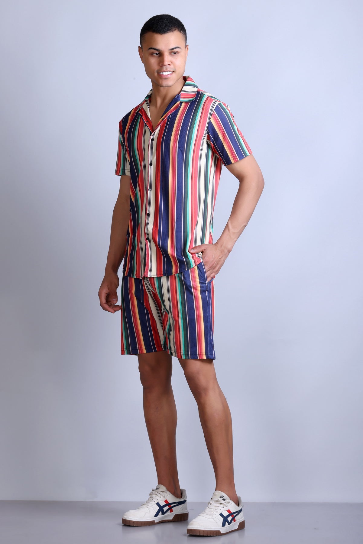 Men Striped Cotton Regular Fit Coord Set