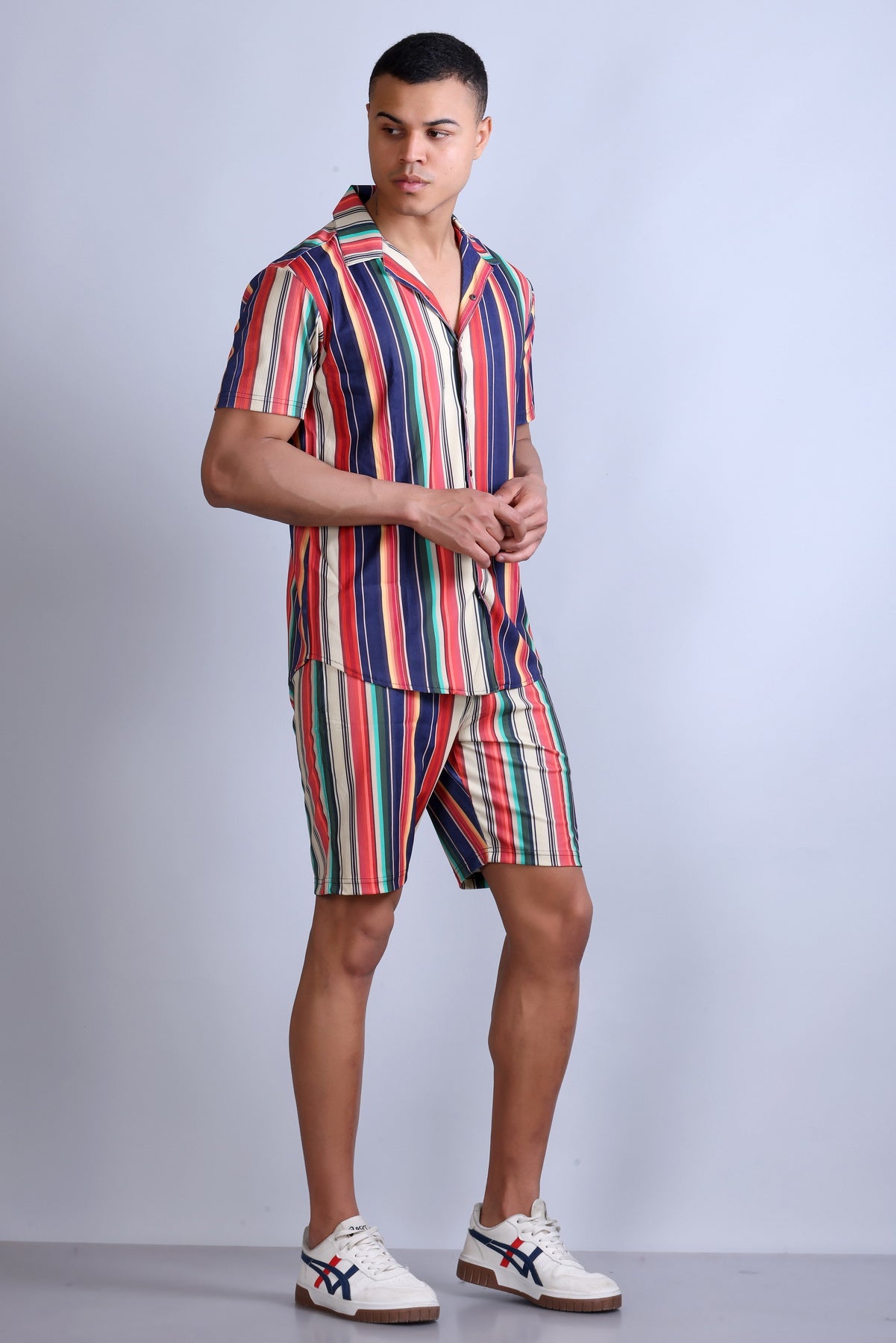 Men Striped Cotton Regular Fit Coord Set