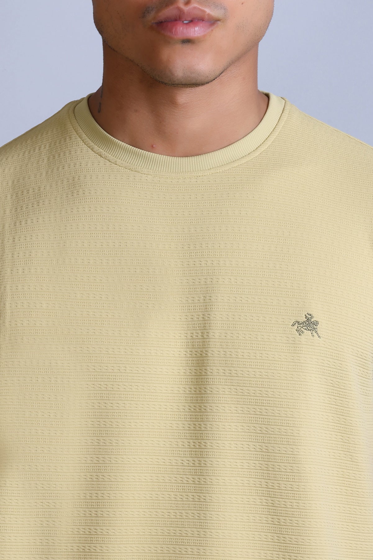 Men's Beige Round Neck T-shirt