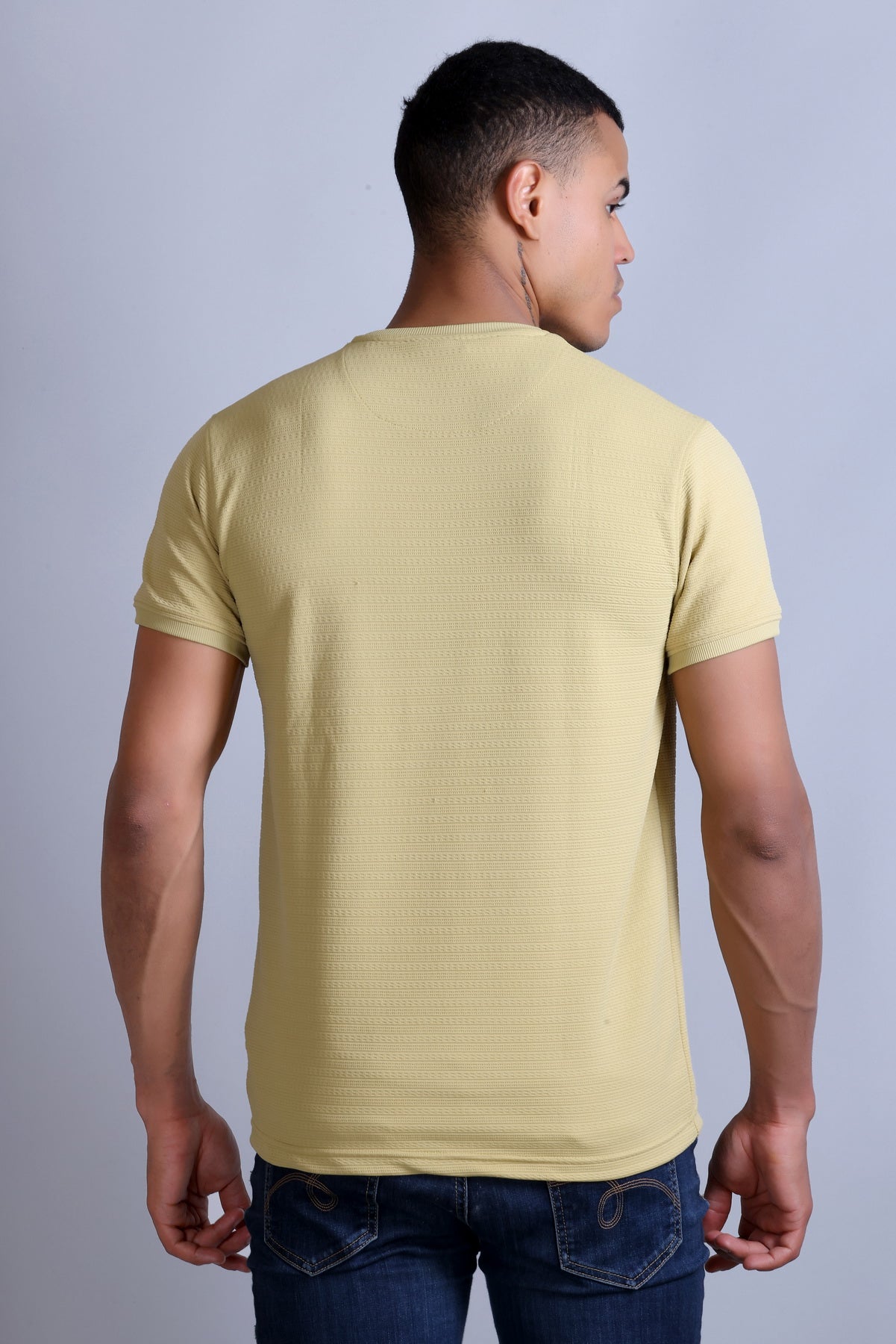 Men's Beige Round Neck T-shirt