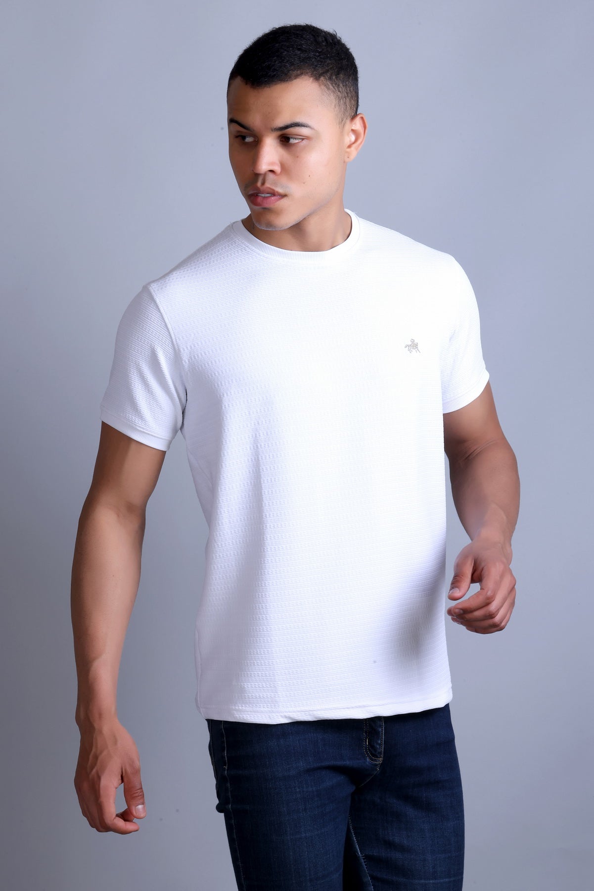 Men's White Round Neck T-shirt