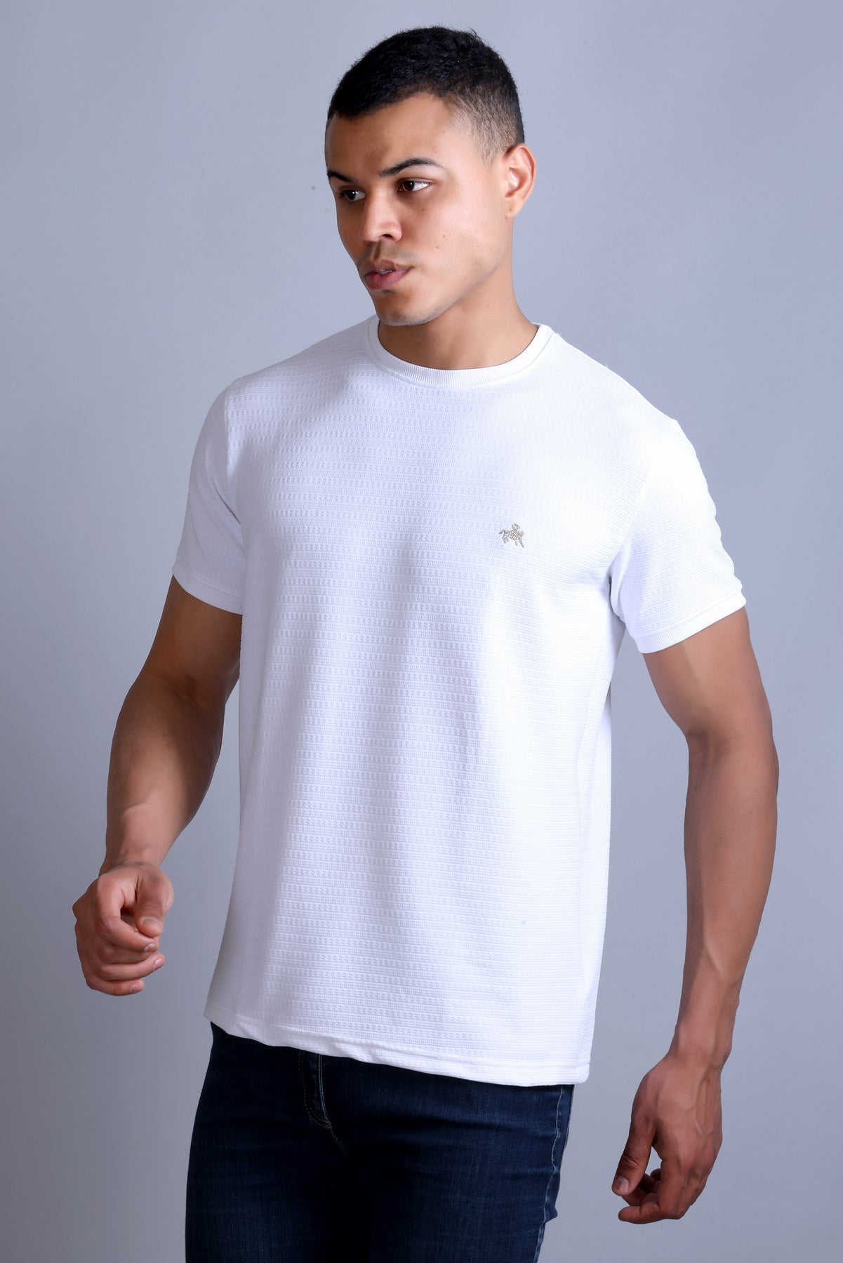 Men's White Round Neck T-shirt