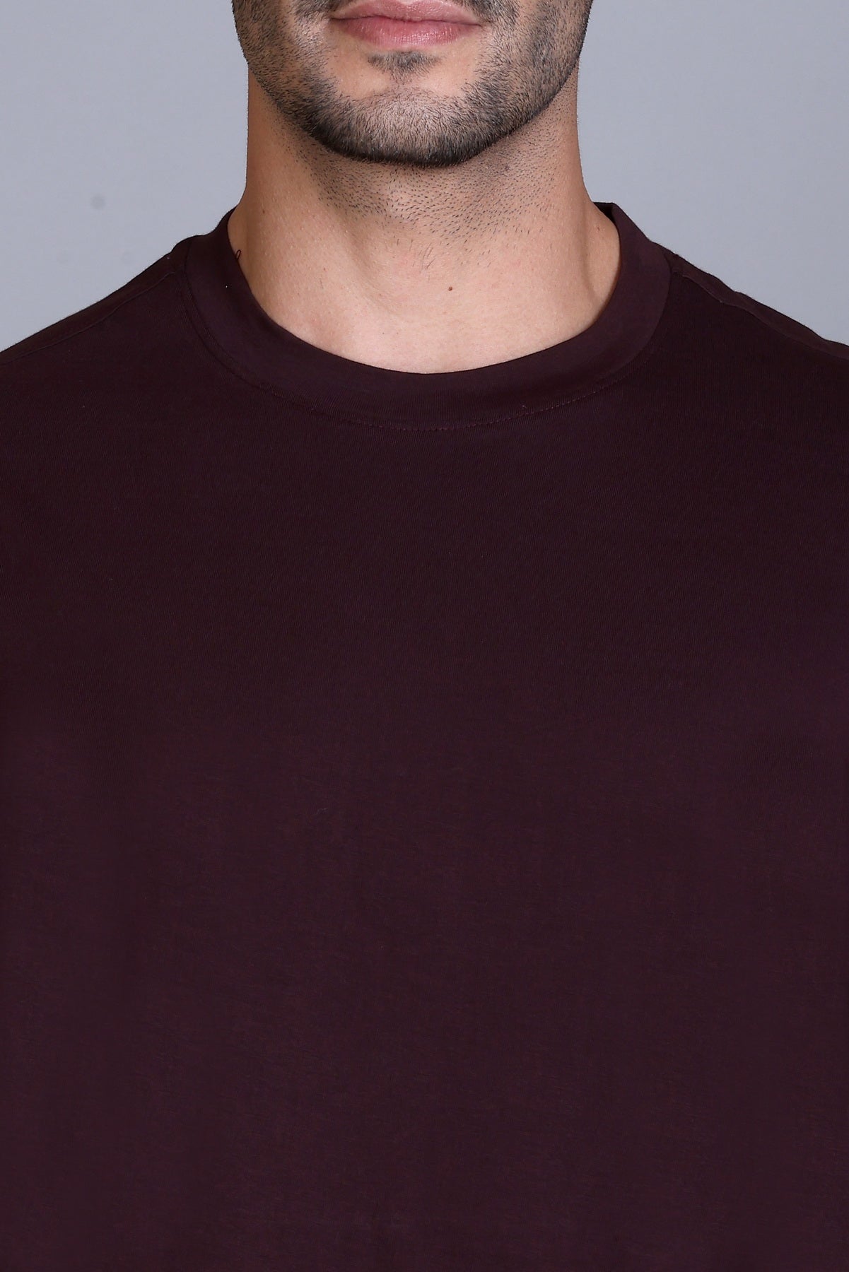 Men's Wine Oversize Round Neck T-Shirt