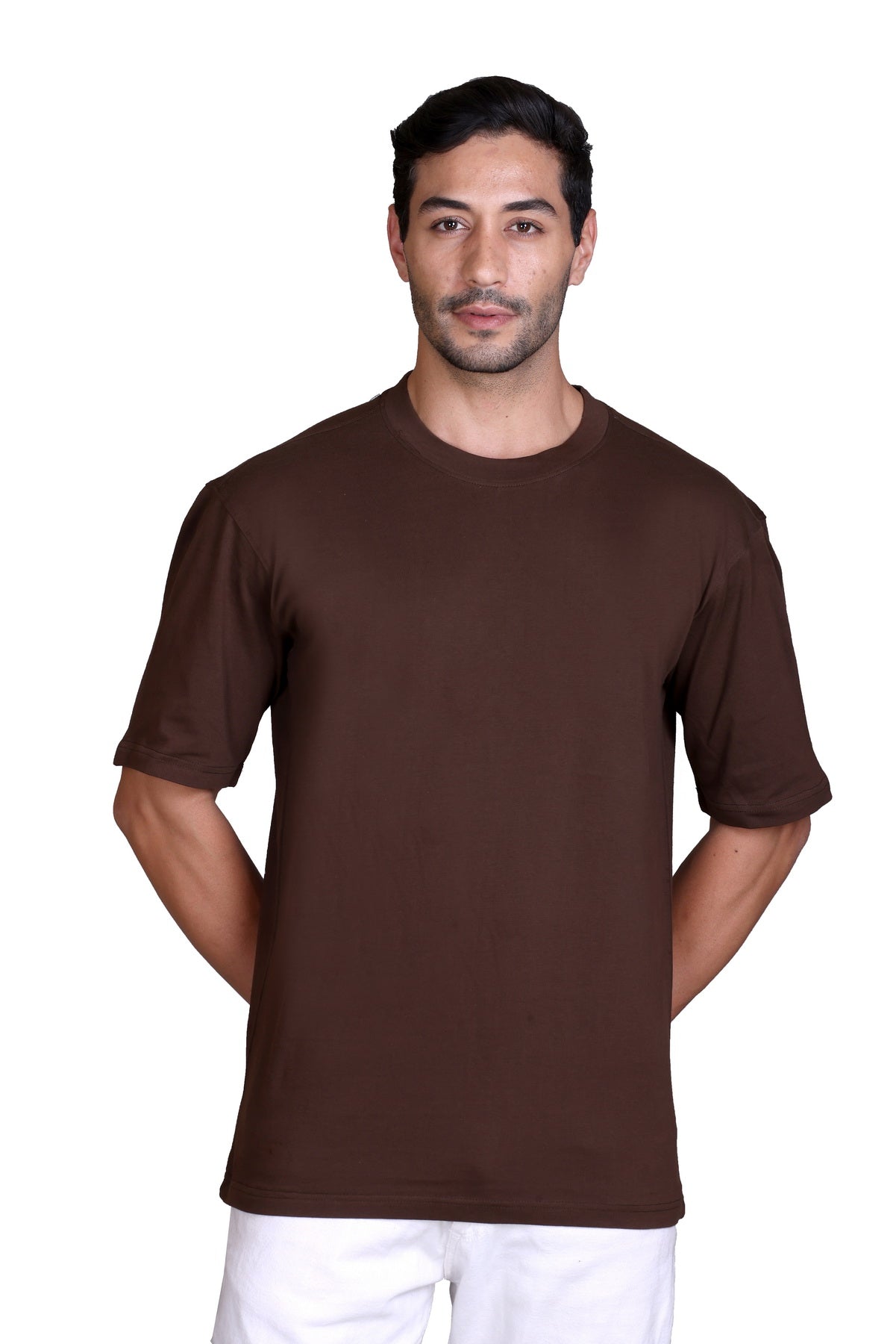 Men's Coffee Oversize Round Neck T-Shirt