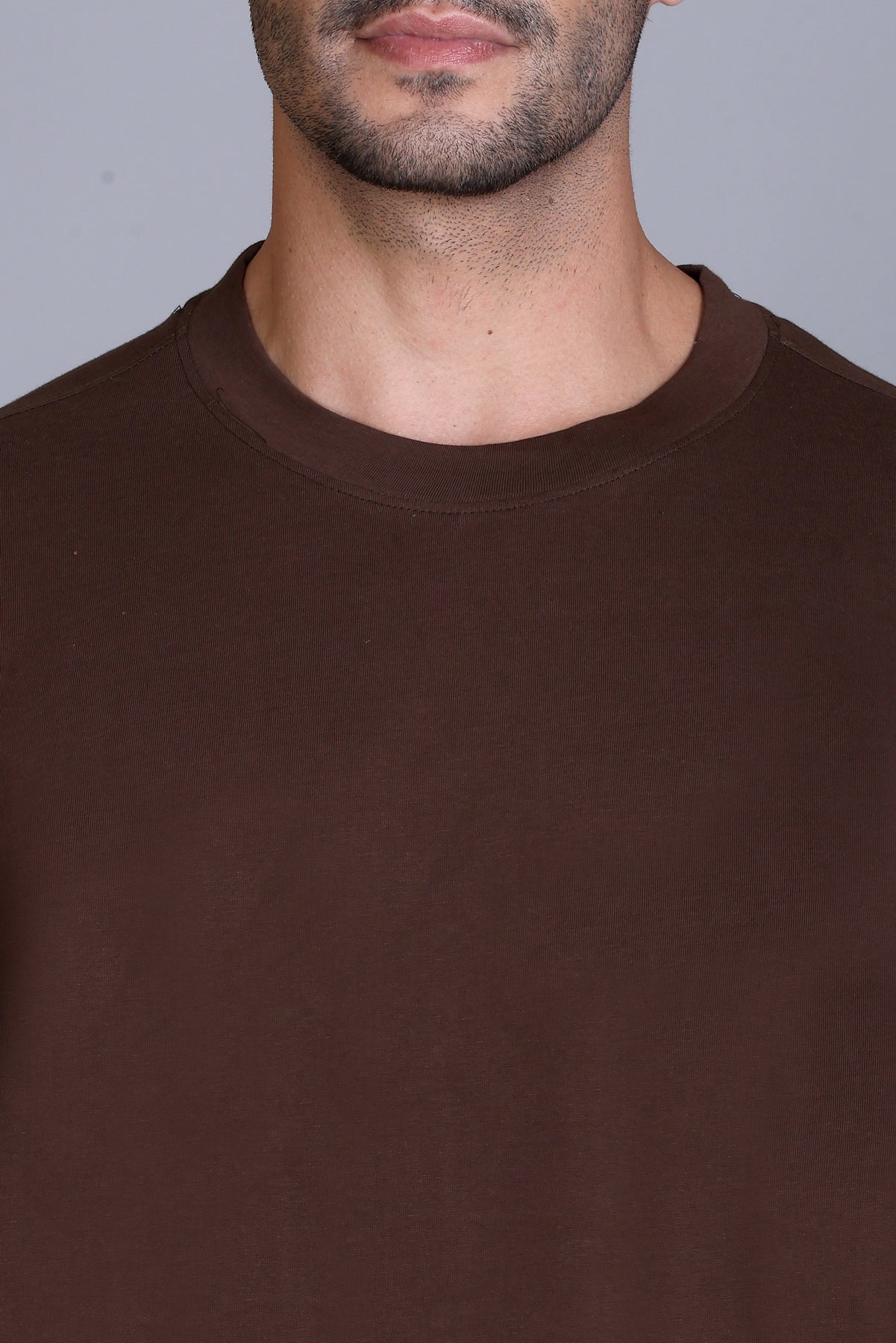Men's Coffee Oversize Round Neck T-Shirt