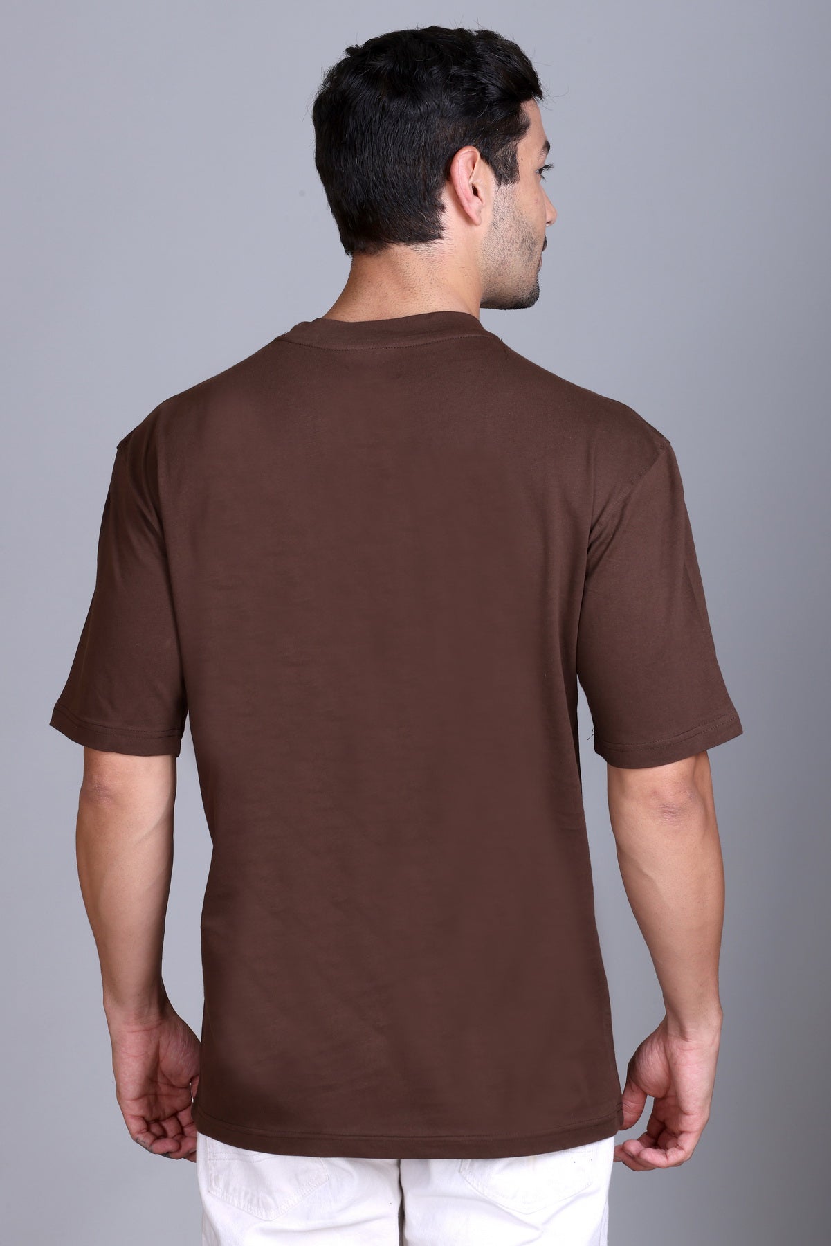 Men's Coffee Oversize Round Neck T-Shirt