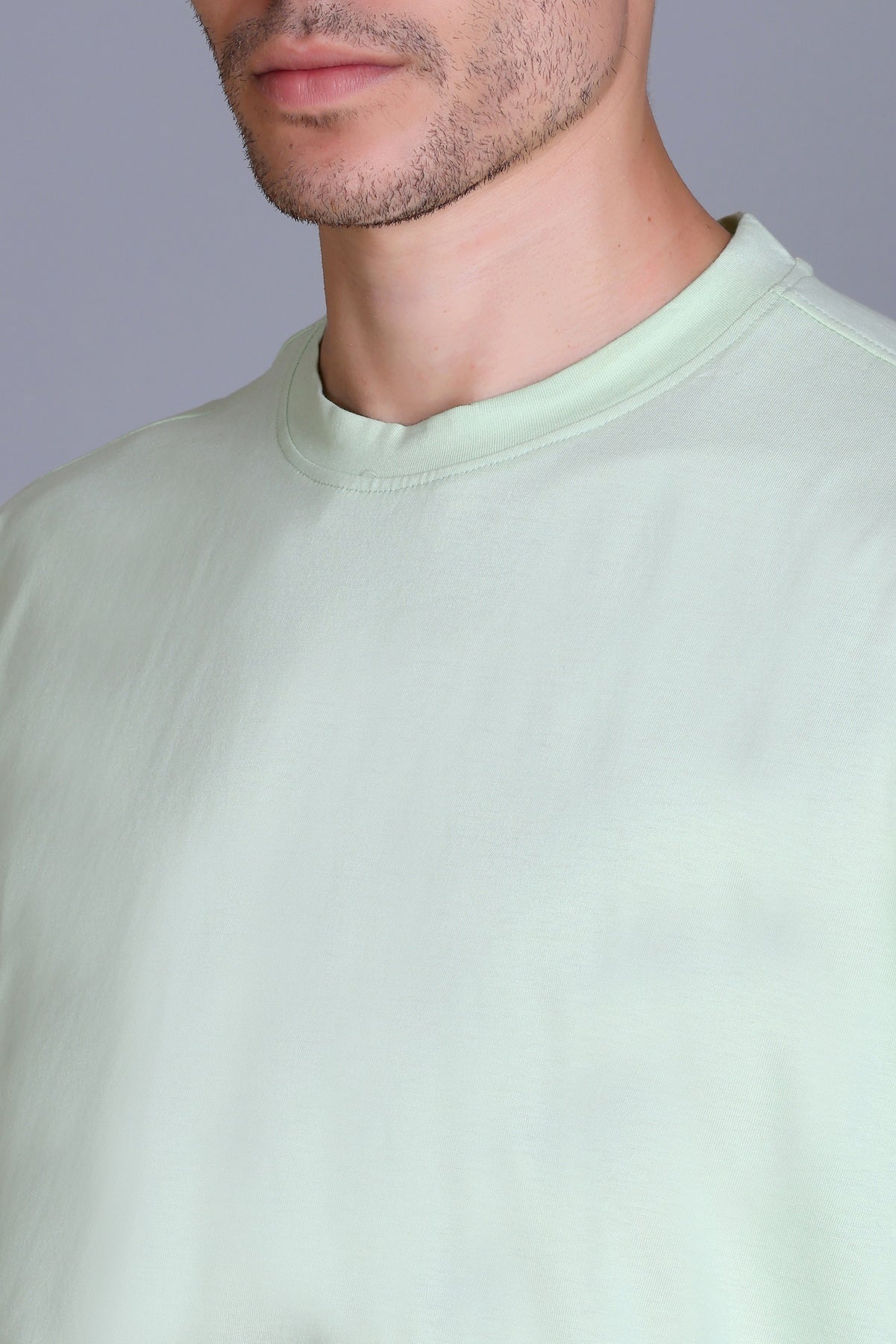 Men's Sea Green Oversize Round Neck T-Shirt