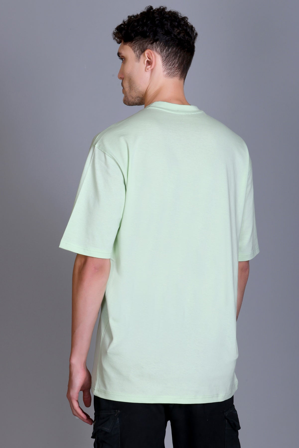 Men's Sea Green Oversize Round Neck T-Shirt