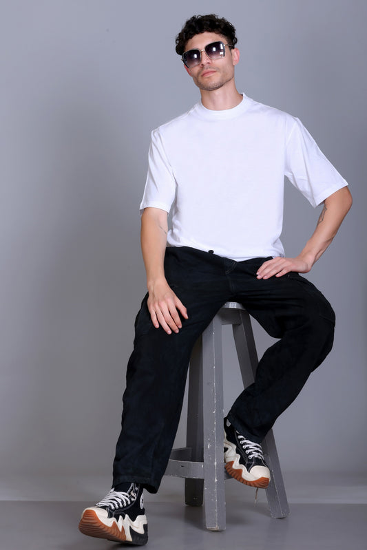 Men's White Oversize Round Neck T-Shirt